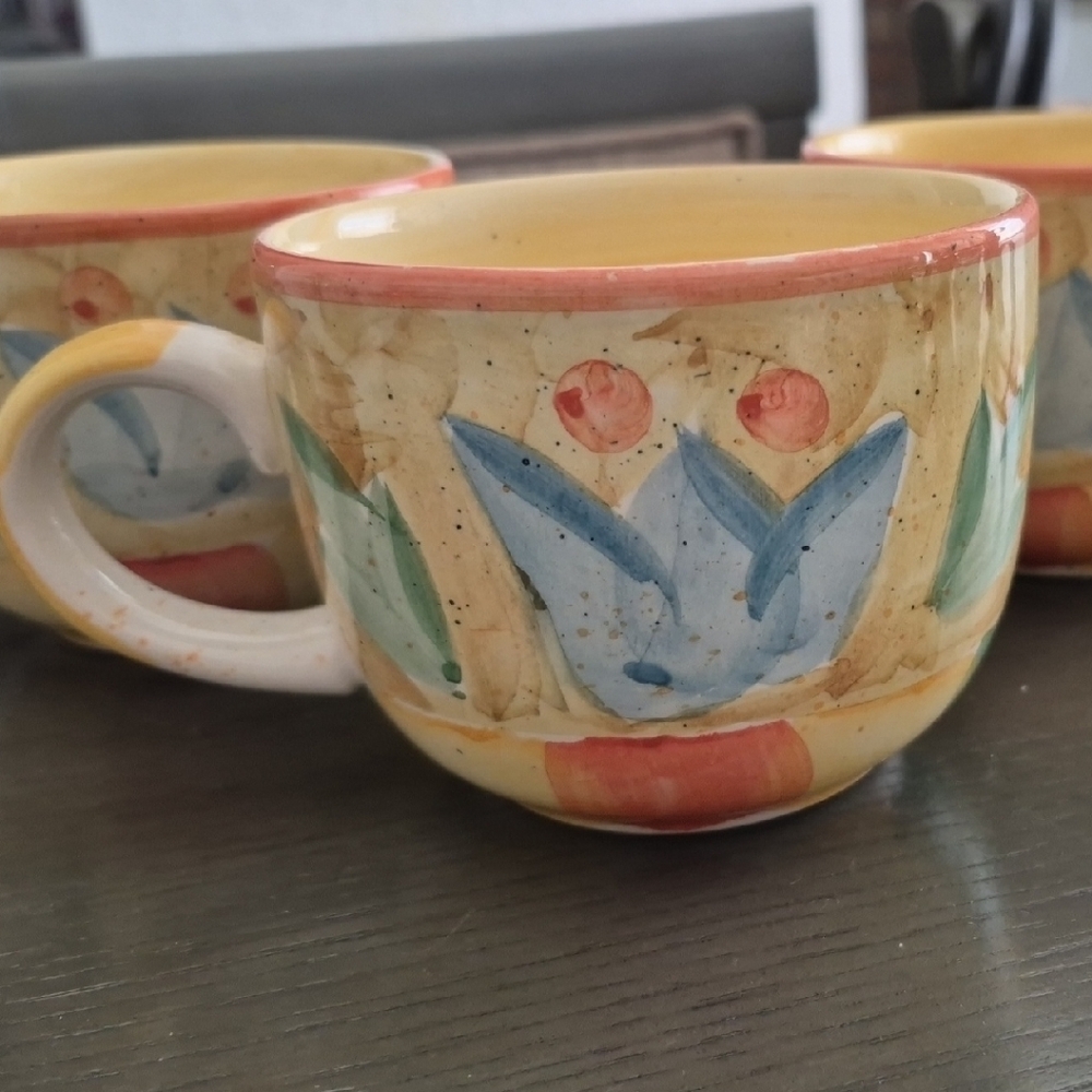 Hand-Painted Ceramic Mug with Floral Design